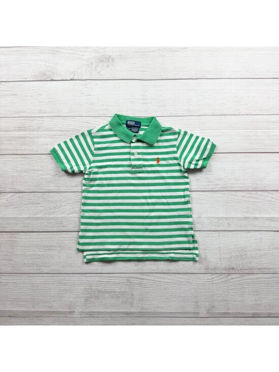 Polo Ralph Lauren Other - Polo By Ralph Lauren Boys Green White Striped Cotton Polo Shirt 2T